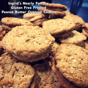 Ingrid’s Nearly Famous Gluten Free Frosted Peanut Butter Oatmeal Cookies