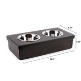 3.25" tall, Teacup size, double bowl feeder for dogs or cats.