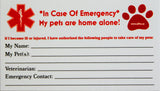 "ICE" Cards & Key Fobs- In Case of Emergency, My Pet is Home Alone! Free Standard Shipping!