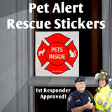 Pet Alert Rescue Stickers (2) Reflective Stickers UV & Weather Resistant- Lifetime Guarantee! Free Standard Shipping!