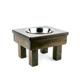 Raised Single Bowl for dogs cats, one stainless-steel bowl, 7" Small with 19oz SHALLOW bowl. Prevents Whisker Fatigue