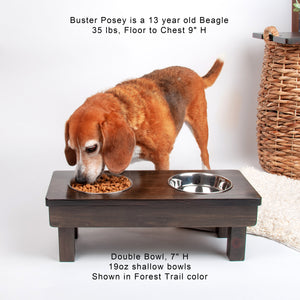 7" tall, Small size, Raised Double Bowl dog or cat feeder