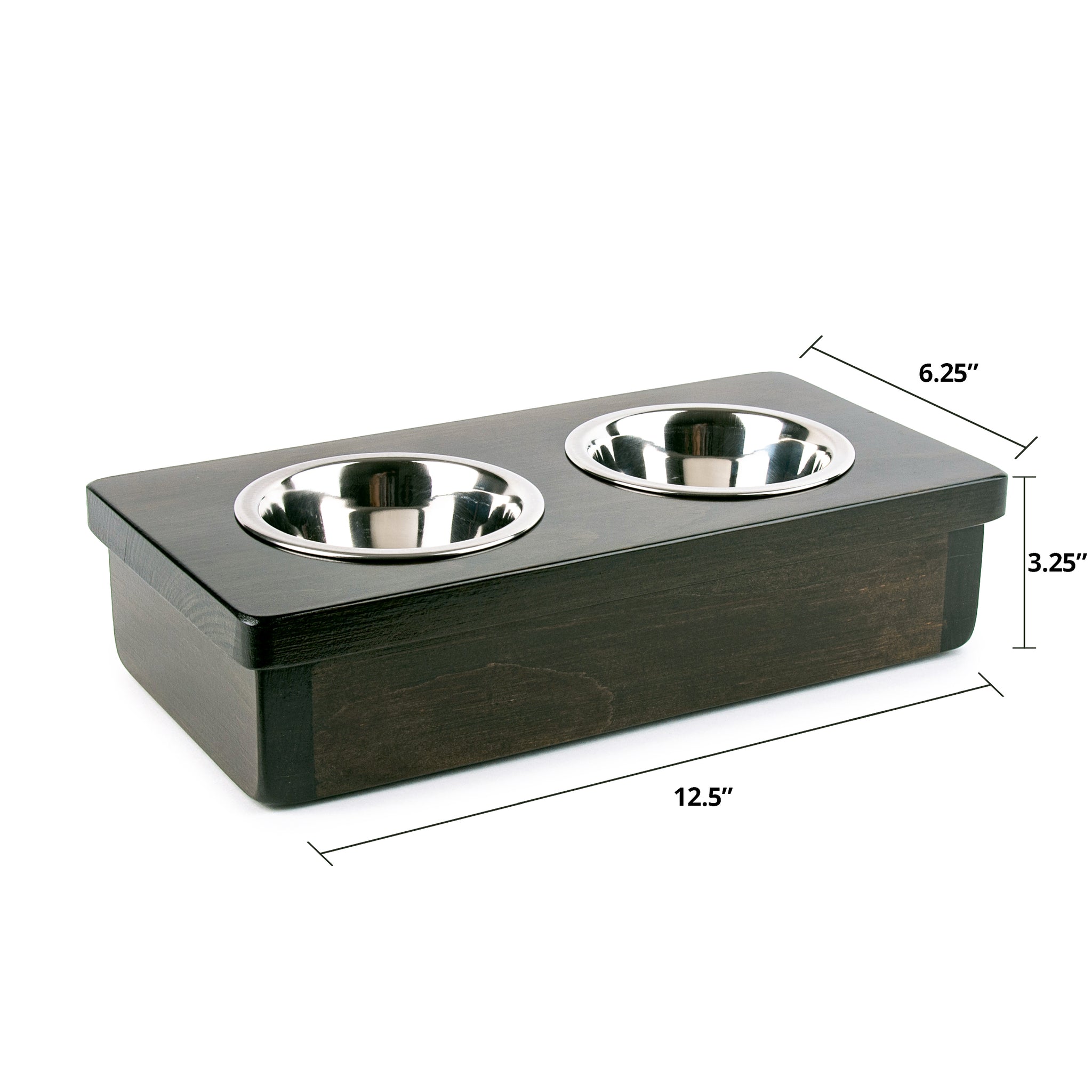 Gray Solid Wood Double Raised Pet Feeder for Small and Medium Size