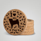 "I love my Pug" premium coaster set. Add a rustic or urban design Coaster Holder.