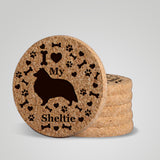 "I love my Sheltie" premium coaster set. Add a rustic or urban design Coaster Holder.