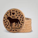 "I love my St. Bernard" premium coaster set. Add a rustic or urban design Coaster Holder.
